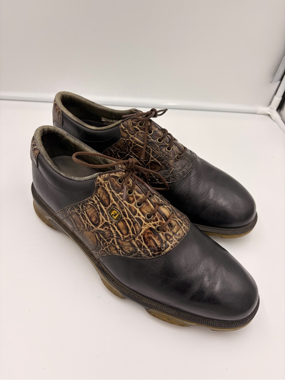 Footjoy Dryjoys Tour Men’s Golf Shoes Sz 11 M Black Saddle Alligator Soft Spikes